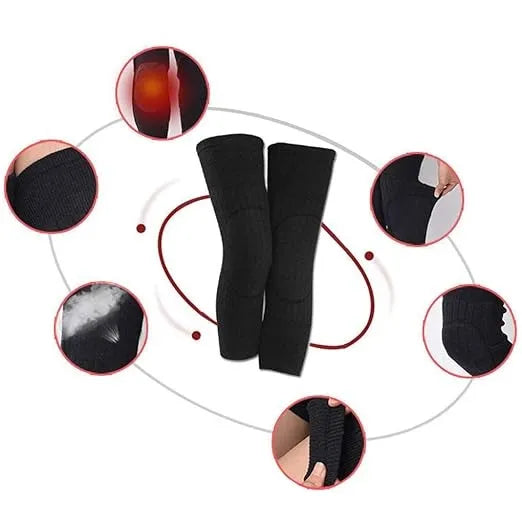 Winter Wool Knee Warmers Thermal Leg Warmer Fleece Lined Knee Brace Pad Knee High Warm Leg Sleeves for Men and Women