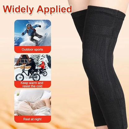 Winter Wool Knee Warmers Thermal Leg Warmer Fleece Lined Knee Brace Pad Knee High Warm Leg Sleeves for Men and Women
