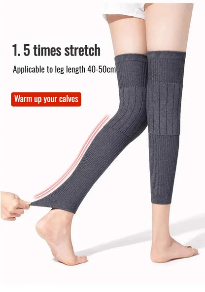 Winter Wool Knee Warmers Thermal Leg Warmer Fleece Lined Knee Brace Pad Knee High Warm Leg Sleeves for Men and Women