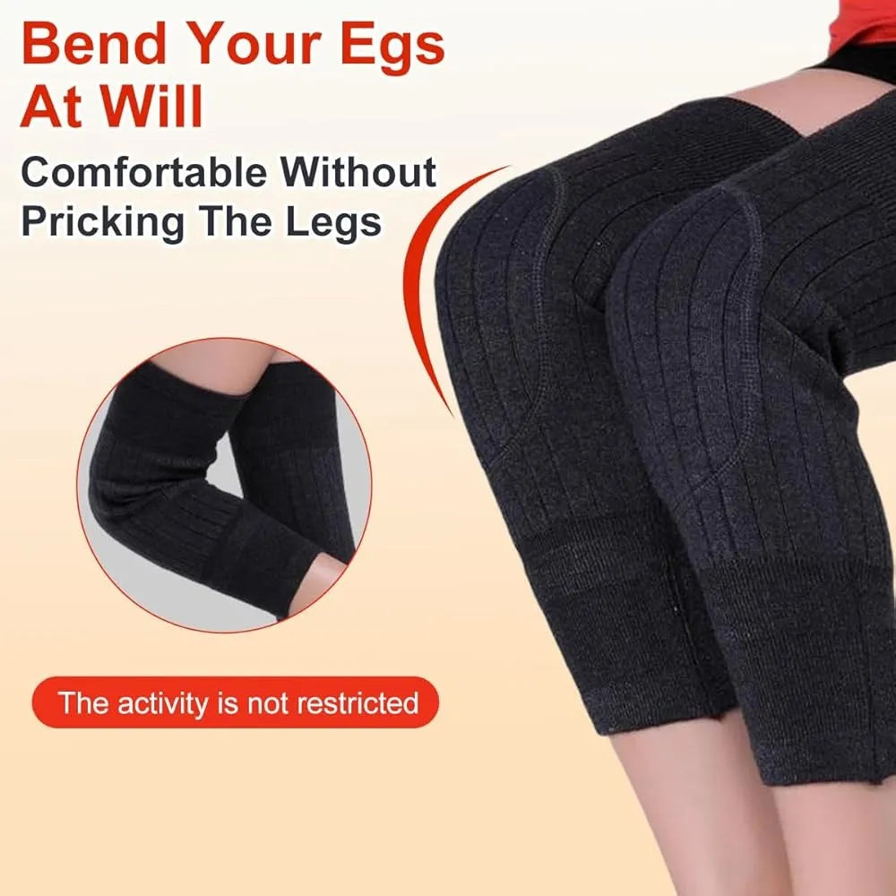 Winter Wool Knee Warmers Thermal Leg Warmer Fleece Lined Knee Brace Pad Knee High Warm Leg Sleeves for Men and Women