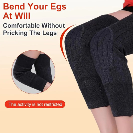 Winter Wool Knee Warmers Thermal Leg Warmer Fleece Lined Knee Brace Pad Knee High Warm Leg Sleeves for Men and Women
