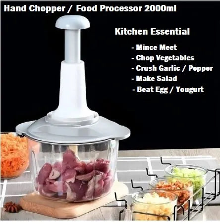 Manual Hand Chopper 1500ml & 2000ml – Hand Pull Type Manual Chopper for Meat & Vegetables