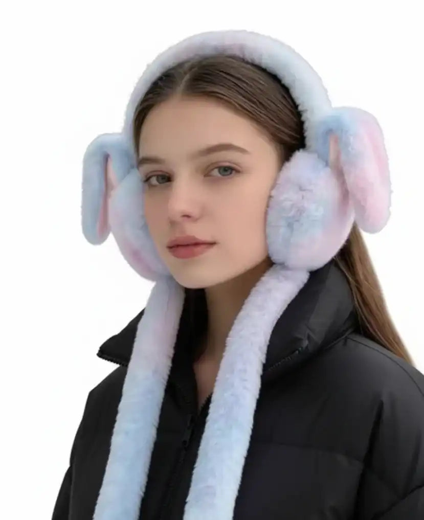 Cute Bunny Plush Ear Muff Hat with Moving Ears & Paws | Fun Cozy Beanie