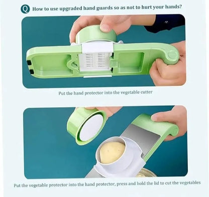 5 in 1 Vegetable Cutter, Universal Slicer, Onion Cutter with 5 Blade Settings and Collection Basin, Professional Vegetable Slicer for Onions, Garlic, Tomatoes, Potato, Carrot