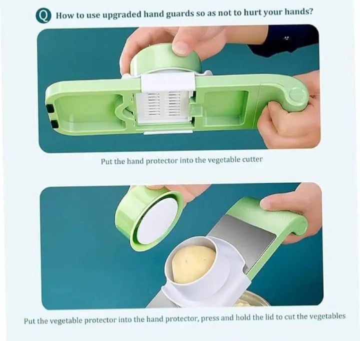 5 in 1 Vegetable Cutter, Universal Slicer, Onion Cutter with 5 Blade Settings and Collection Basin, Professional Vegetable Slicer for Onions, Garlic, Tomatoes, Potato, Carrot