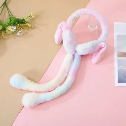 Cute Bunny Plush Ear Muff Hat with Moving Ears & Paws | Fun Cozy Beanie